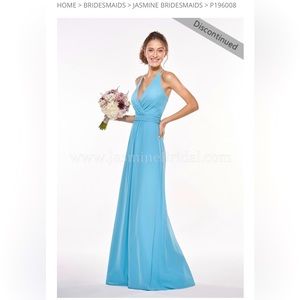 NWT JB Long Vneck Halter Georgette dress